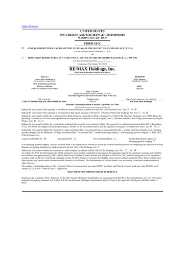 Thumbnail RE/MAX Holdings 10-K Annual Report 2019