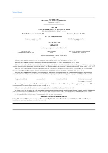 Thumbnail Aclaris Therapeutics 10-K Annual Report 2019