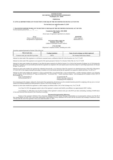 Thumbnail Stellar Bancorp 10-K Annual Report 2019