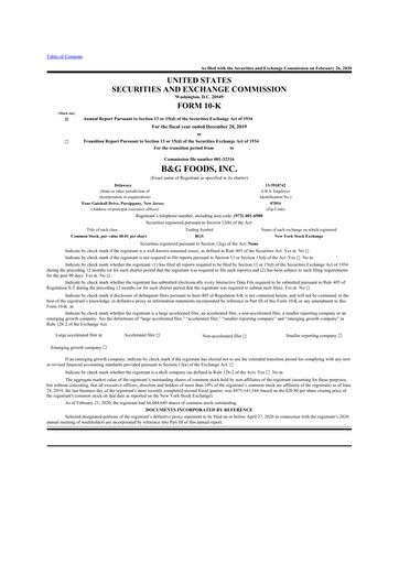 Thumbnail B&G Foods

 10-K Annual Report 2019