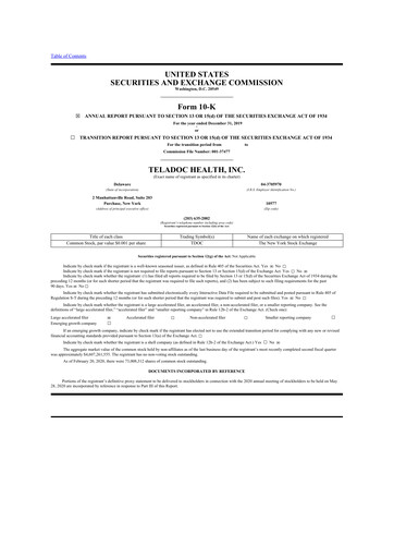 Thumbnail Teladoc Health
 10-K Annual Report 2019