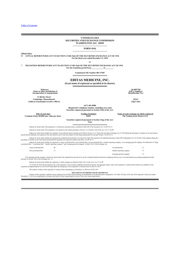Thumbnail Editas Medicine
 10-K Annual Report 2019