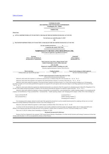 Thumbnail Norwegian Cruise Line
 10-K Annual Report 2019