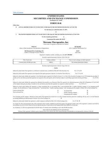 Thumbnail Mersana Therapeutics 10-K Annual Report 2019