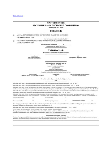 Thumbnail Trinseo 10-K Annual Report 2019