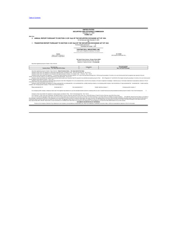 Miniature Tootsie Roll Industries
 10-K Rapport annuel 2019