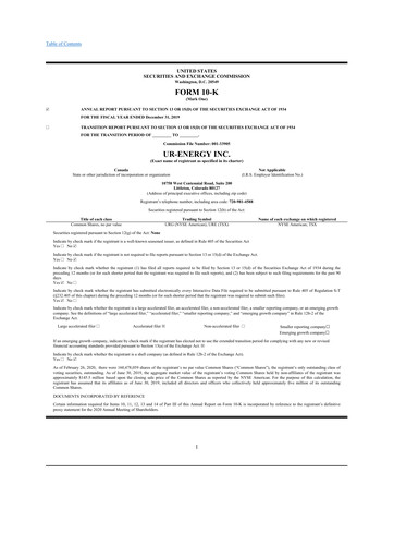 Thumbnail Ur-Energy 10-K Annual Report 2019