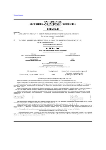 Thumbnail Natera 10-K Annual Report 2019