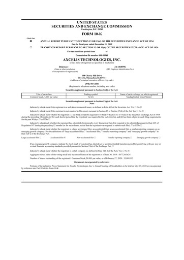 Thumbnail Axcelis Technologies
 10-K Annual Report 2019