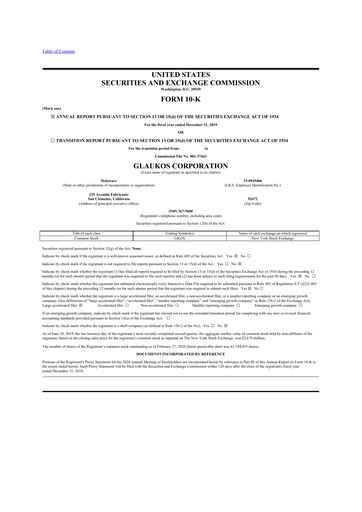 Thumbnail Glaukos 10-K Annual Report 2019