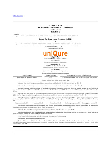 Thumbnail uniQure 10-K Annual Report 2019