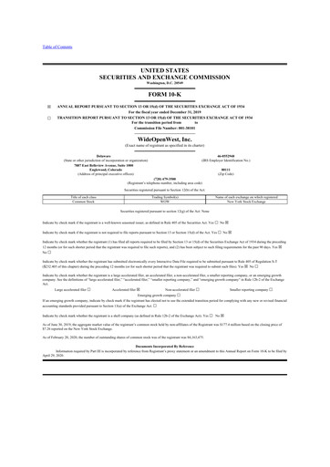 Thumbnail WideOpenWest 10-K Annual Report 2019