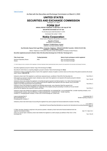 Miniature Nokia 20-F Rapport annuel 2019