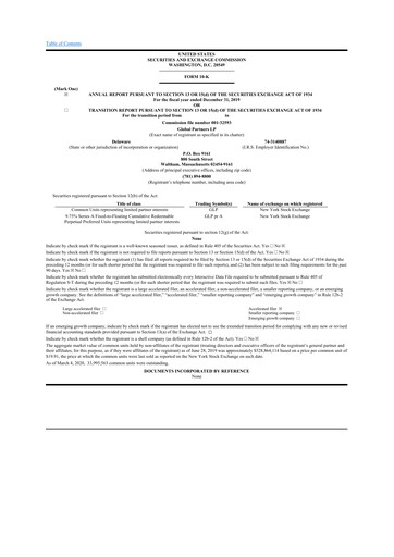 Thumbnail Global Partners LP 10-K Annual Report 2019