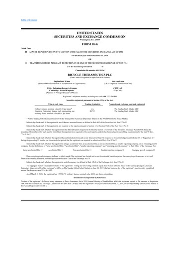 Thumbnail Bicycle Therapeutics 10-K Annual Report 2019