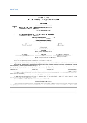 Thumbnail Heritage Commerce 10-K Annual Report 2019