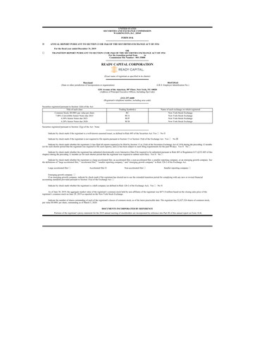 Miniature Ready Capital
 10-K Rapport annuel 2019