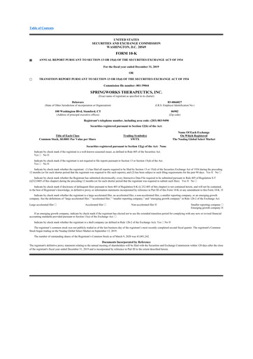 Thumbnail SpringWorks Therapeutics 10-K Annual Report 2019