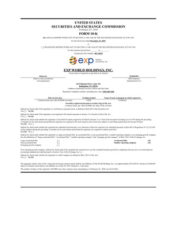 Thumbnail eXp World Holdings
 10-K Annual Report 2019