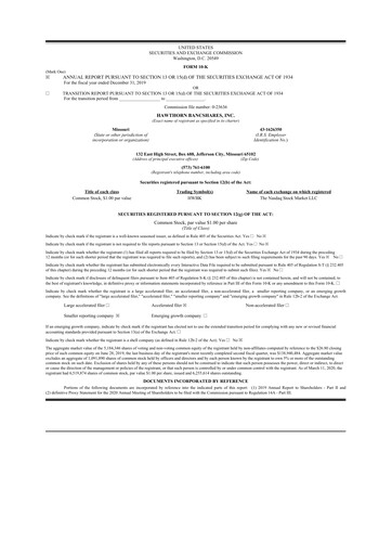 Thumbnail Hawthorn Bancshares 10-K Annual Report 2019
