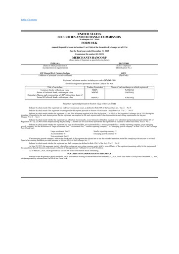 Thumbnail Merchants Bancorp 10-K Annual Report 2019