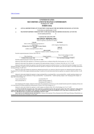 Thumbnail McEwen Mining 10-K Annual Report 2019