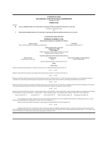 Thumbnail Epsilon Energy 10-K Annual Report 2019