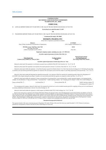 Thumbnail HOOKIPA Pharma 10-K Annual Report 2019