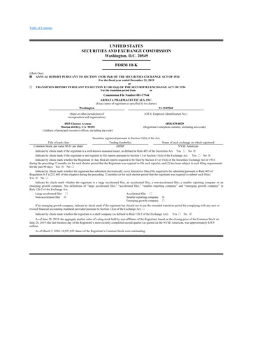 Thumbnail Armata Pharmaceuticals 10-K Annual Report 2019