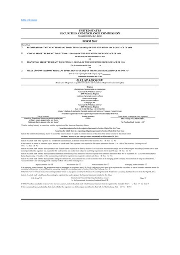 Vorschaubild Galapagos NV 20-F Jahresbericht 2019