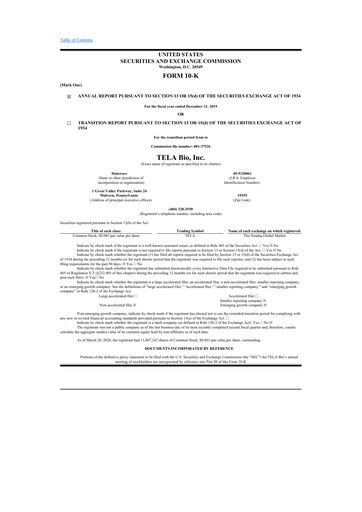 Thumbnail TELA Bio 10-K Annual Report 2019