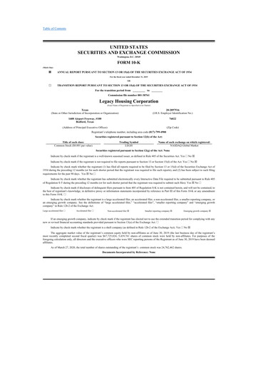 Thumbnail Legacy Housing Corporation 10-K Annual Report 2019