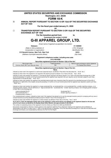 Thumbnail G-III Apparel Group 10-K Annual Report 2020