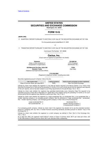 Miniature Cactus Inc 10-Q Rapport trimestriel 2020 