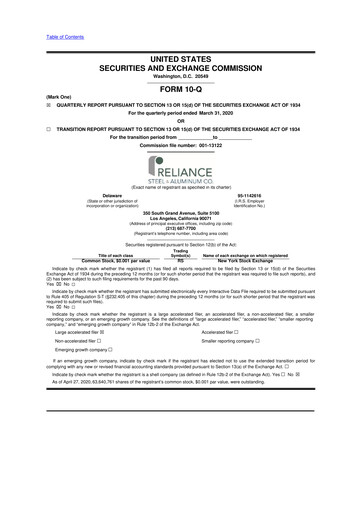 Thumbnail Reliance


 10-Q Quarterly Report FY2020 