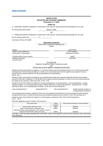 Thumbnail Merchants Bancorp 10-Q Quarterly Report FY2020 