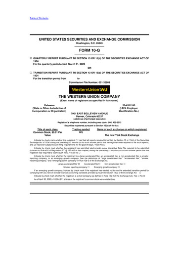 Thumbnail Western Union 10-Q Quarterly Report FY2020 