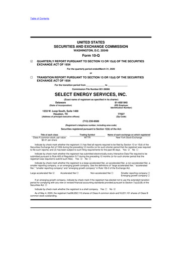 Thumbnail Select Water Solutions 10-Q Quarterly Report FY2020 