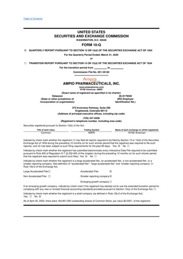 Thumbnail Ampio Pharmaceuticals 10-Q Quarterly Report FY2020 