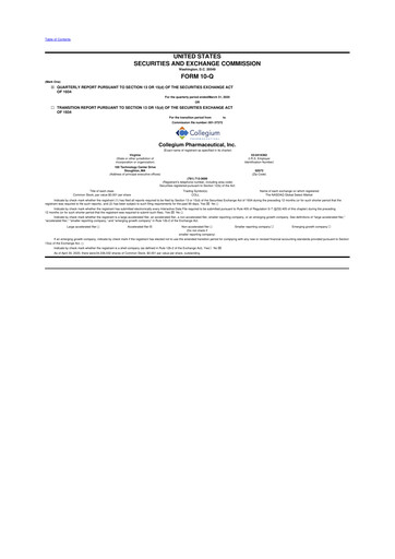 Thumbnail Collegium Pharmaceutical
 10-Q Quarterly Report FY2020 