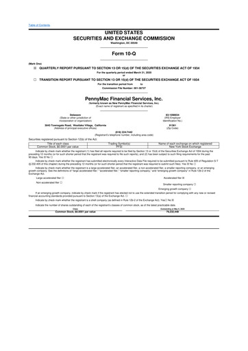 Miniature PennyMac Financial Services 10-Q Rapport trimestriel 2020 