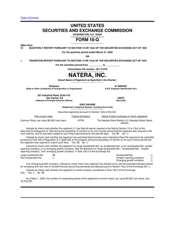 Miniature Natera 10-Q Rapport trimestriel 2020 