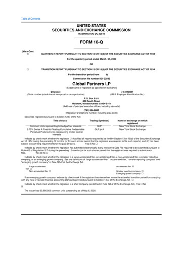 Thumbnail Global Partners LP 10-Q Quarterly Report FY2020 