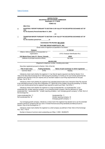 Thumbnail The ONE Group Hospitality 10-Q Quarterly Report FY2020 