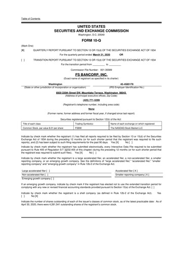 Thumbnail FS Bancorp 10-Q Quarterly Report FY2020 