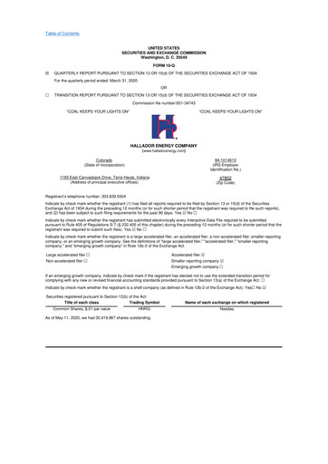 Thumbnail Hallador Energy Company
 10-Q Quarterly Report FY2020 