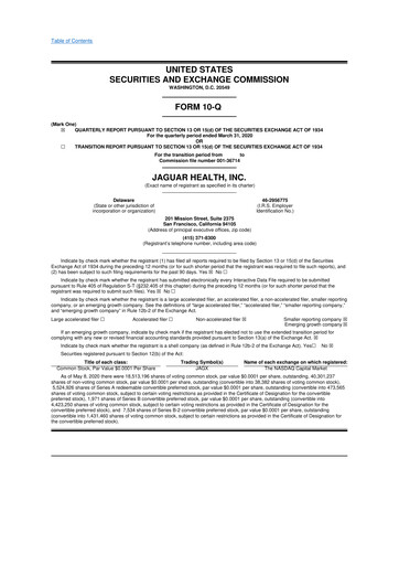 Thumbnail Jaguar Health 10-Q Quarterly Report FY2020 