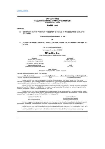 Thumbnail TELA Bio 10-Q Quarterly Report FY2020 