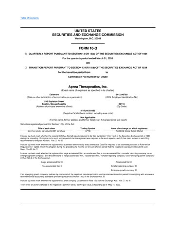 Thumbnail Aprea Therapeutics 10-Q Quarterly Report FY2020 