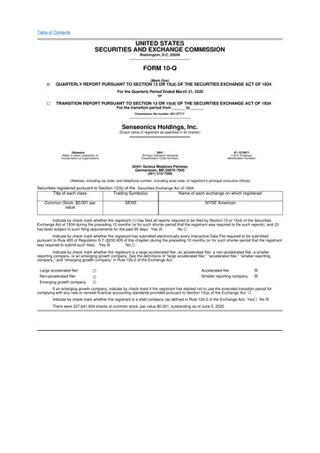 Thumbnail Senseonics Holdings
 10-Q Quarterly Report FY2020 